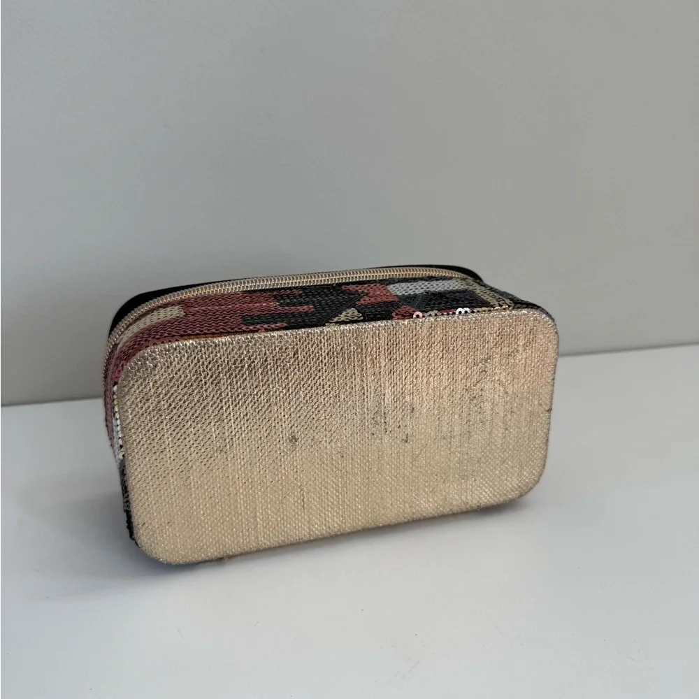 Tarte Sequin Geometric Zippered Travel Cosmetic Case